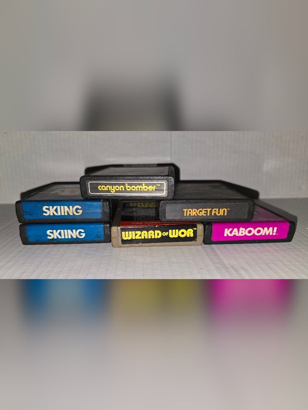 Atari Vintage Game Cartridges LOT of 6 Skiing Kaboom Wizard  Activision Target